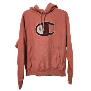 Champion Hoodie Sweatshirt Unisex Med Reverse Weave Heavy Tuft Logo Pullover EUC